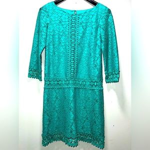 Laundry by Shelli Segal luxury designer dress turquoise size 4